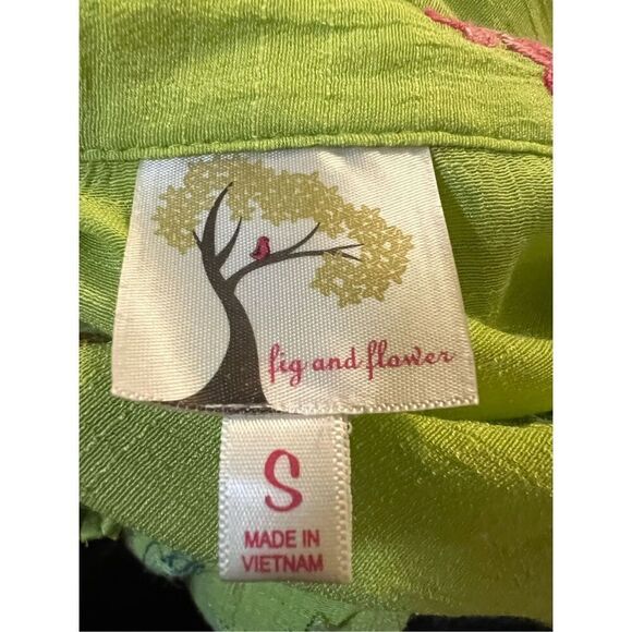 Fig and Flower Anthropologie Lime Green Embroidered Blouse W/ Matching Cami Size - Picture 9 of 11